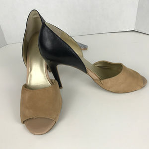 Levity Tan suede, Blk leather Sz 9M heels